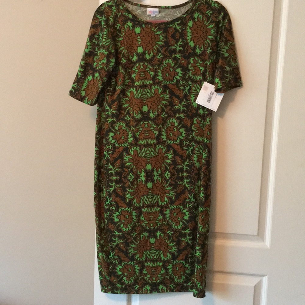 LuLaRoe brown and green flower Julia size L NWT